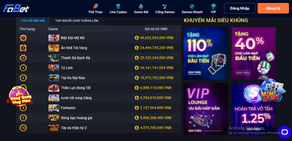 Khuyến mãi hấp dẫn dành cho game bắn cá